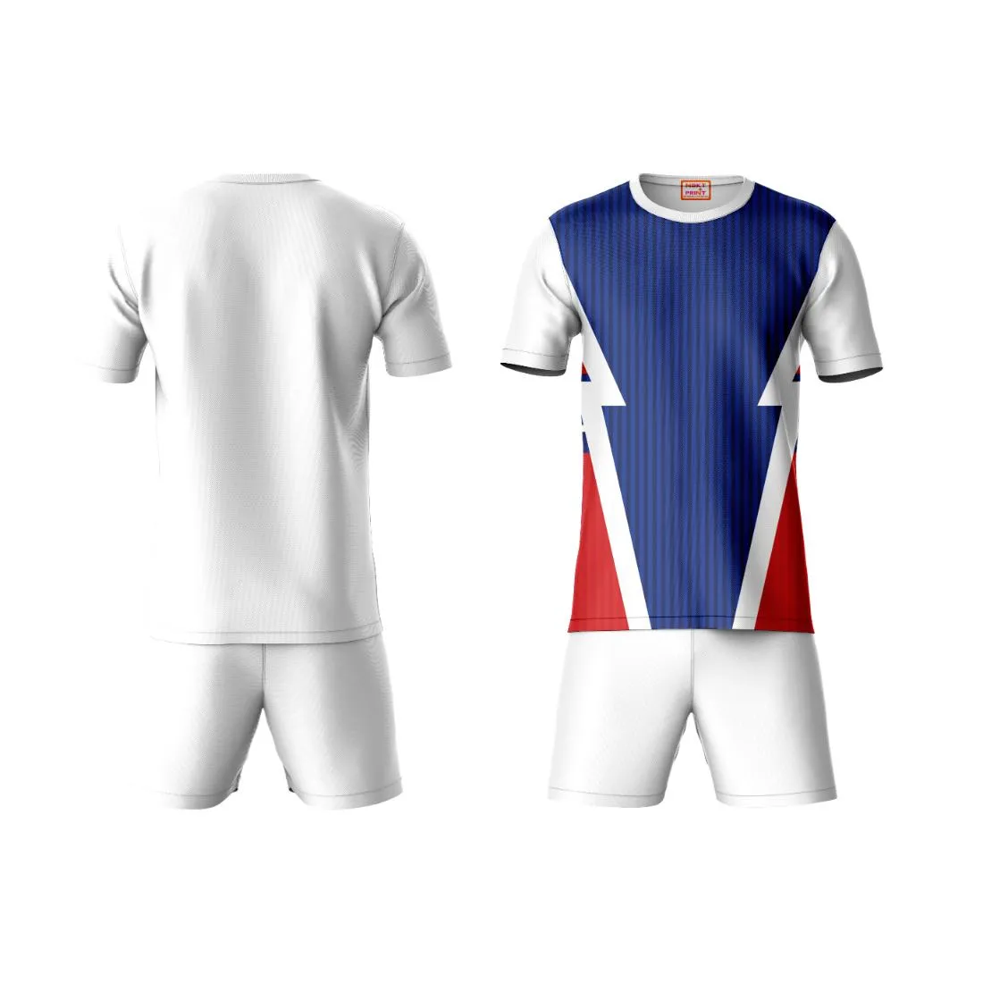 Next Print Round neck jersey white with shorts NPTS192