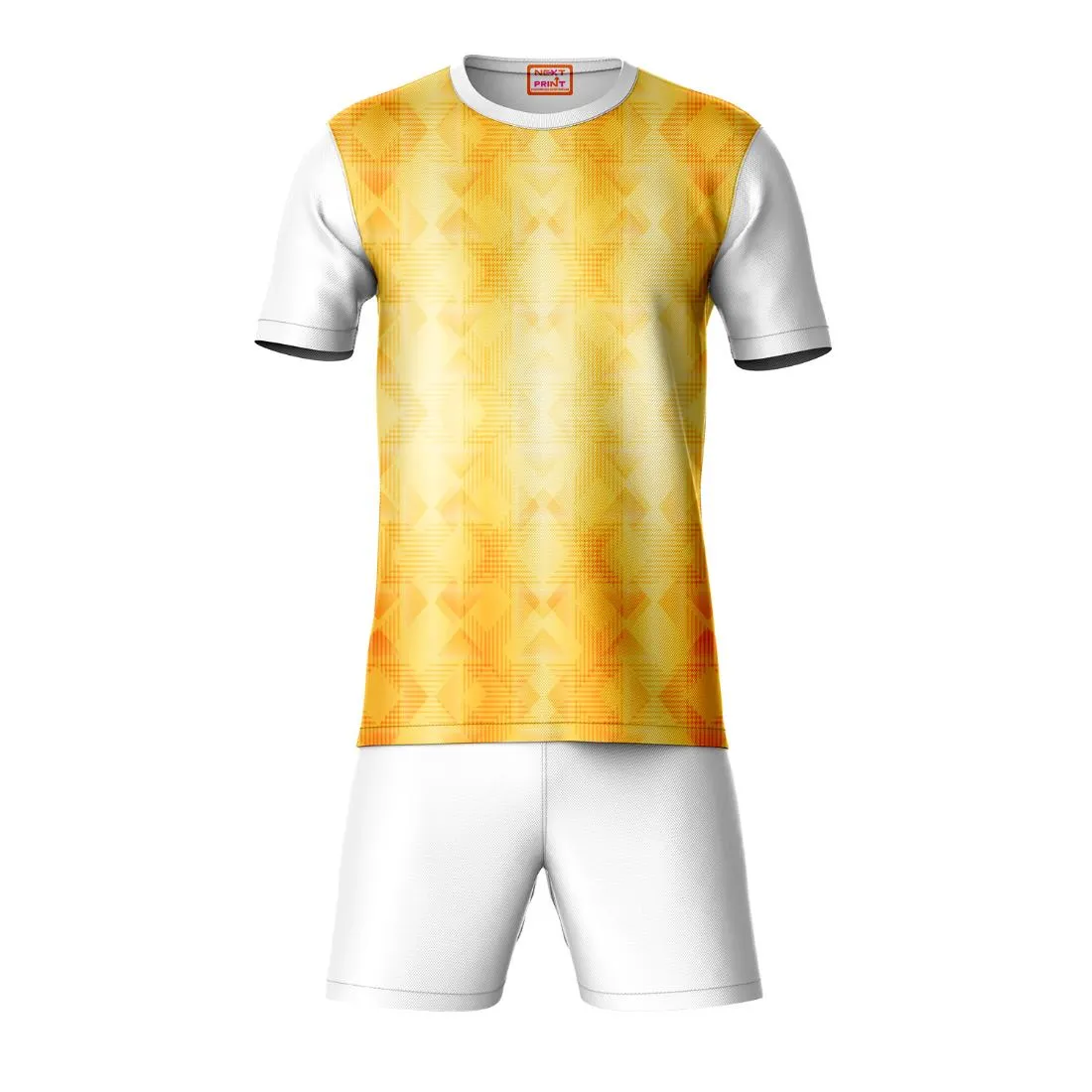 Next Print Round neck jersey white with shorts NPTS34