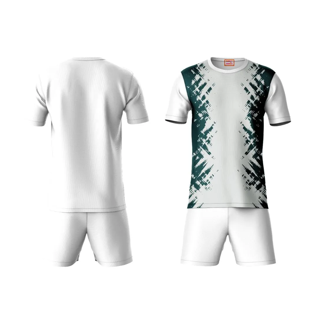 Next Print Round neck jersey white with shorts NPTS55