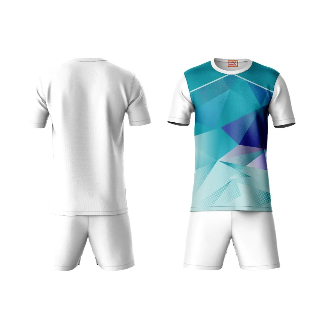 Next Print Round neck jersey white with shorts NPTS84