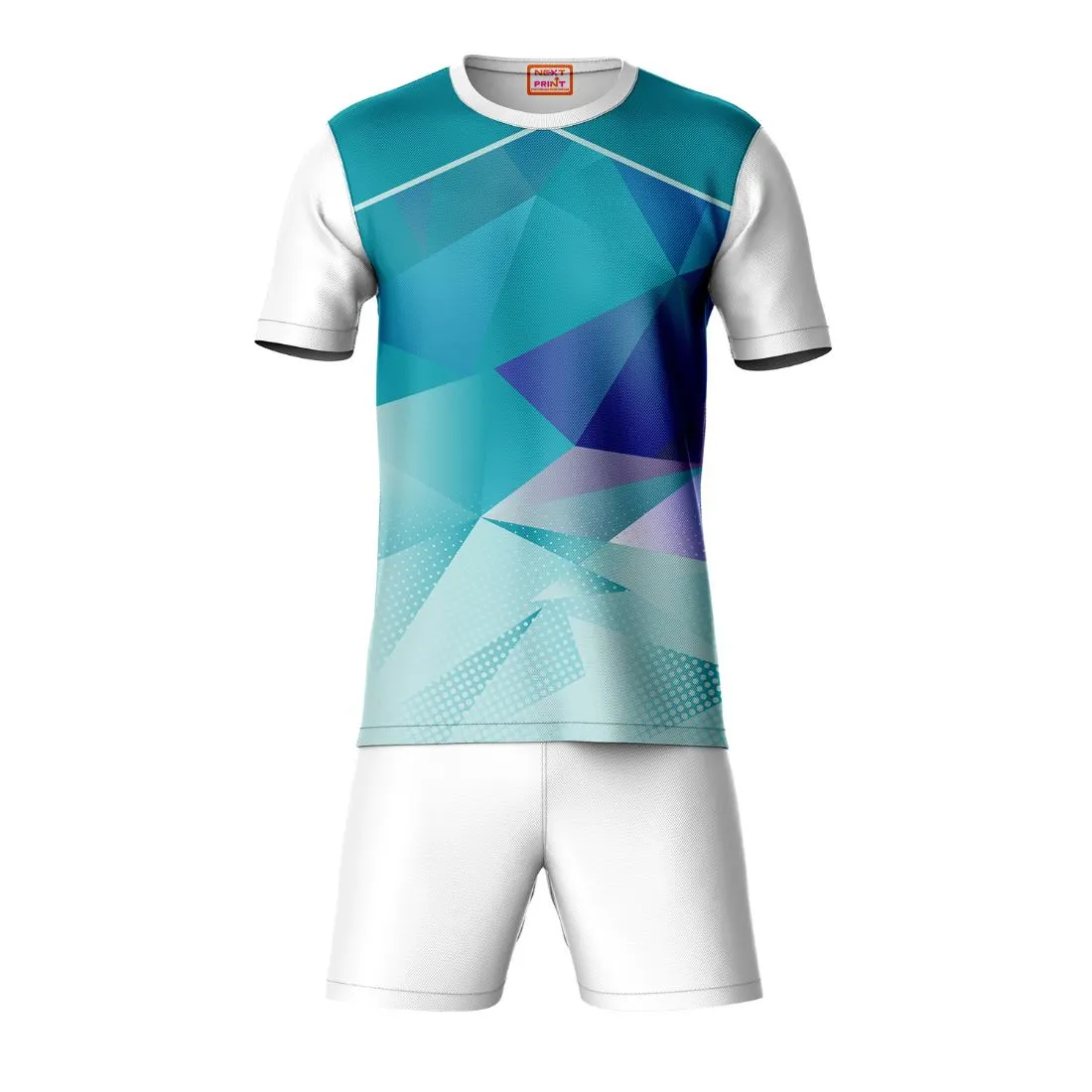 Next Print Round neck jersey white with shorts NPTS84