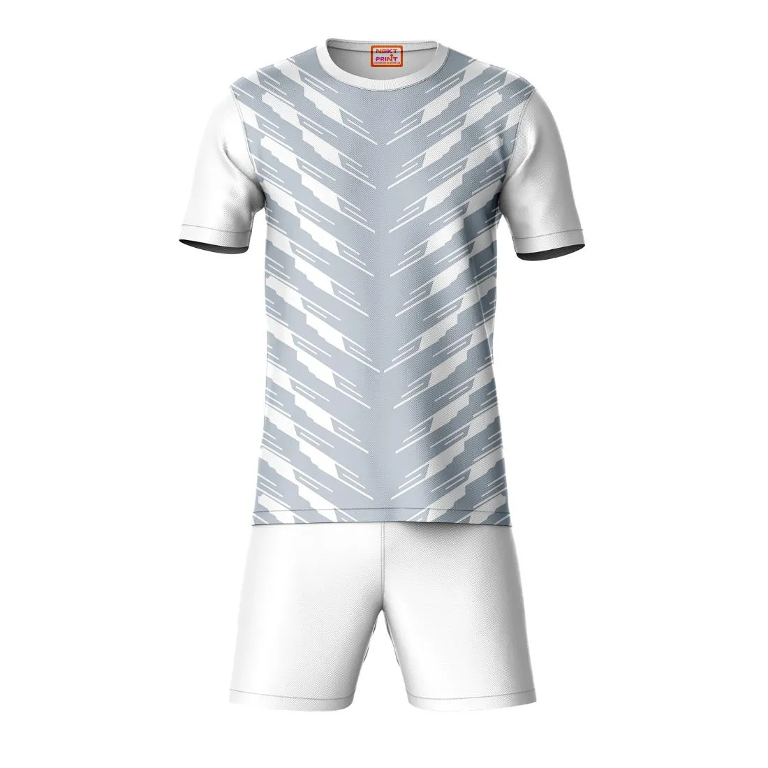 Next Print Round neck jersey white with shorts NPTS90