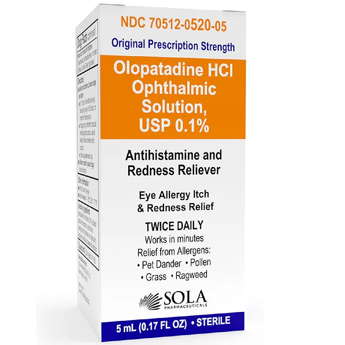 Olopatadine Ophthalmic Solution 0.1% Antistamine and Redness Eye Itch Relief Drops