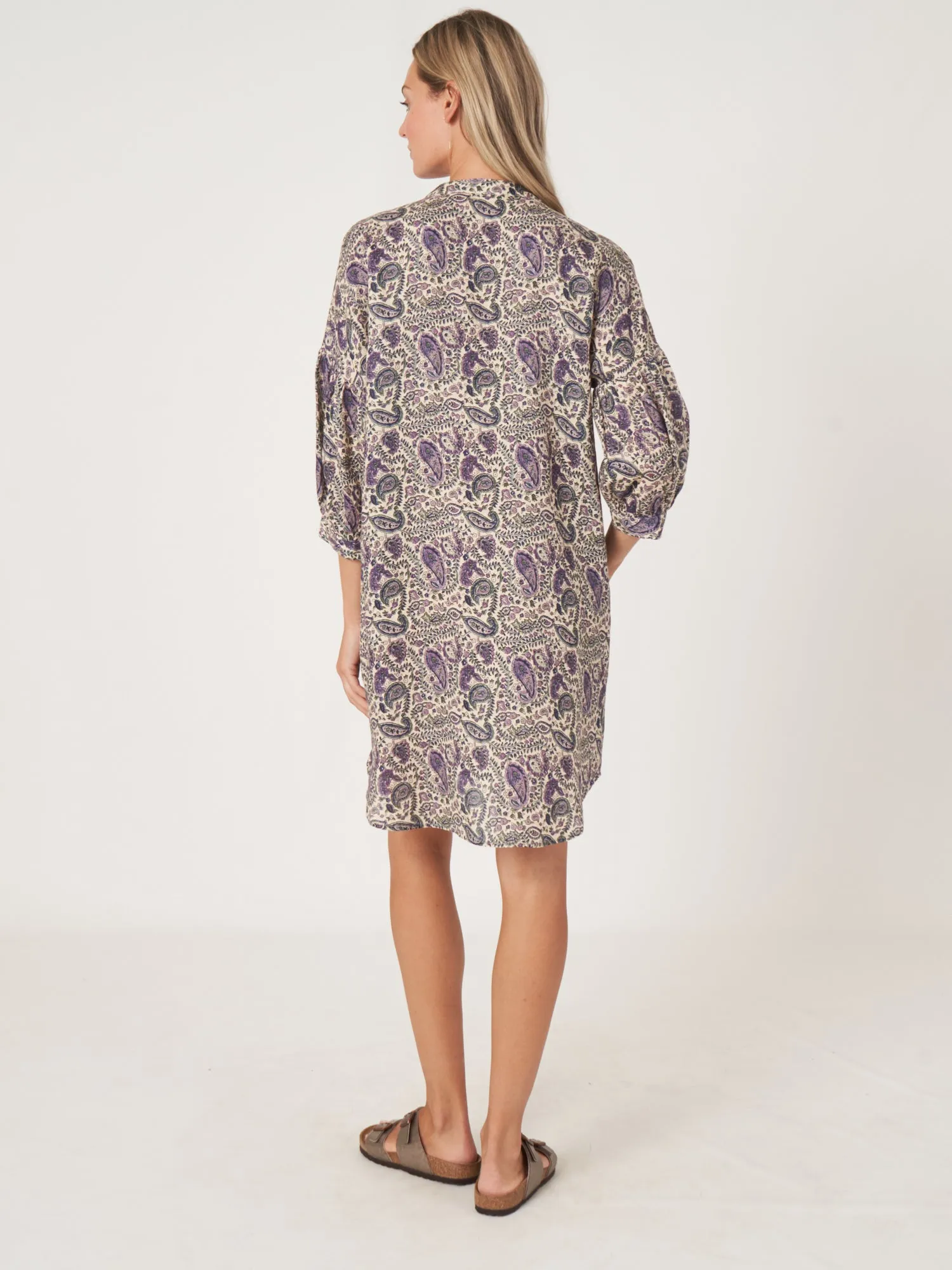 PAISLEY PRINTED LINEN DRESS - REPEAT