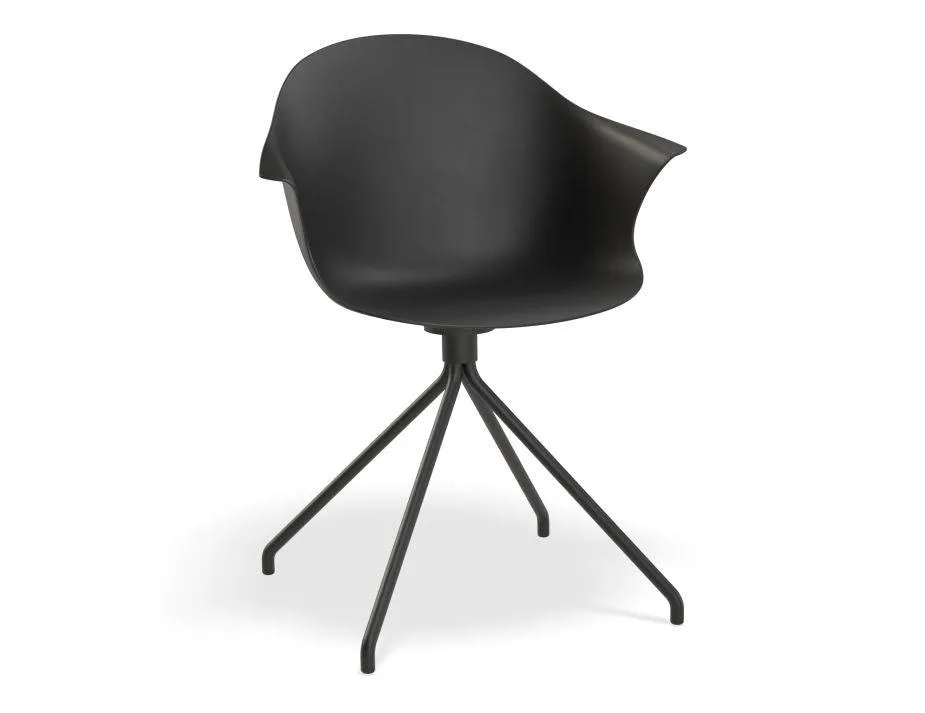 Pebble Armchair Black with Shell Seat - Natural Beechwood Base