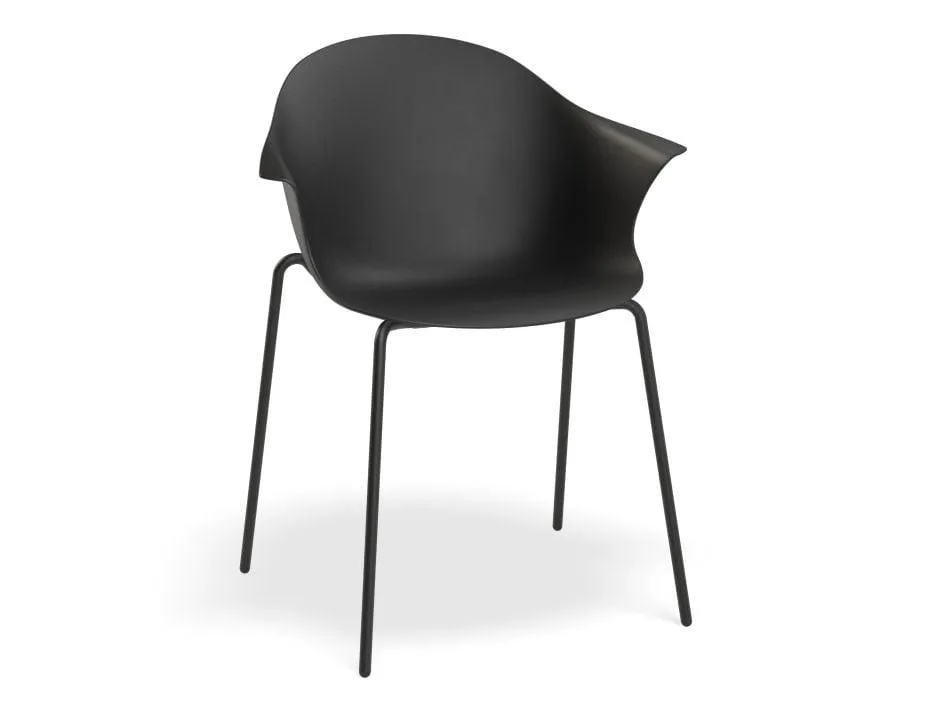 Pebble Armchair Black with Shell Seat - Swivel Base with Castors