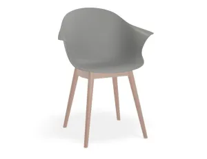 Pebble Armchair Grey with Shell Seat - Natural Beechwood Base