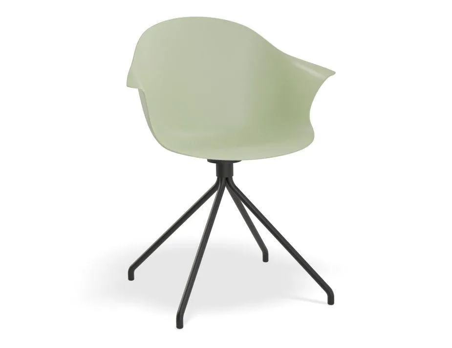 Pebble Armchair Mint Green with Shell Seat - 4 Post Base with White Legs