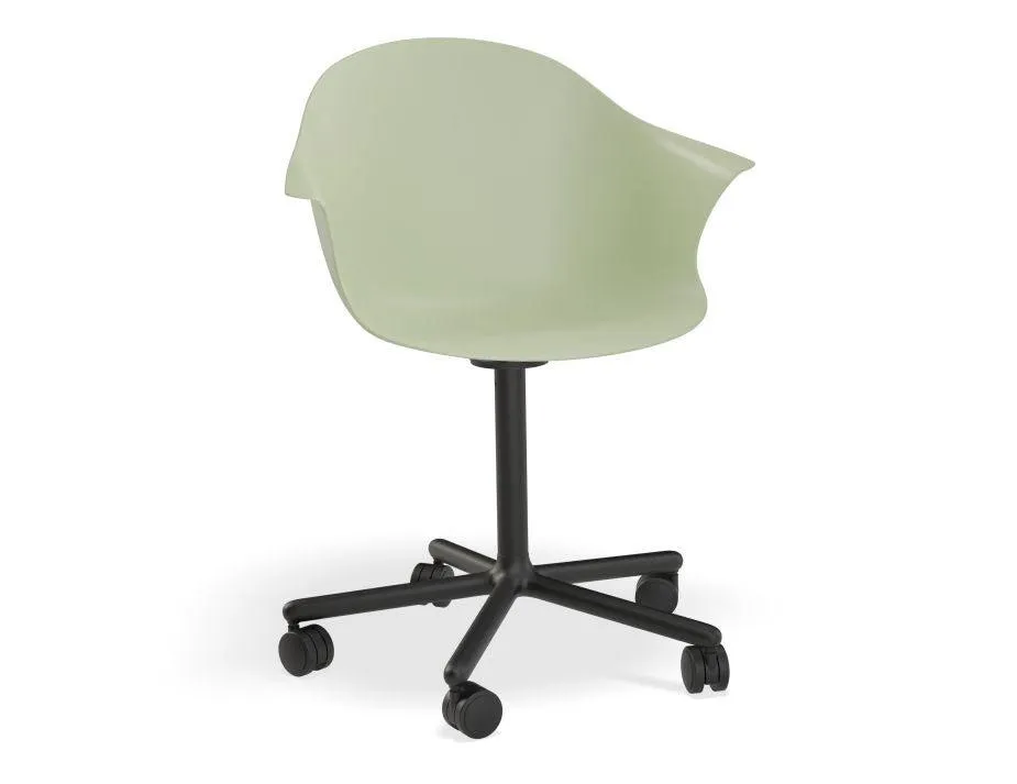 Pebble Armchair Mint Green with Shell Seat - Swivel Base with Castors