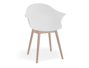 Pebble Armchair White with Shell Seat - Natural Beechwood Base