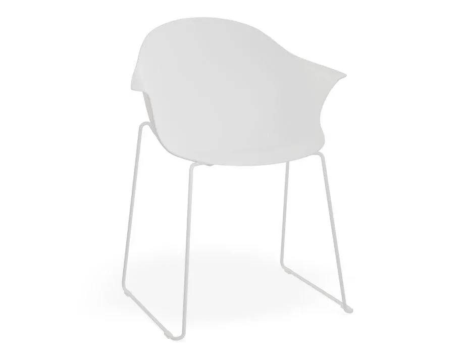 Pebble Armchair White with Shell Seat - Natural Beechwood Base