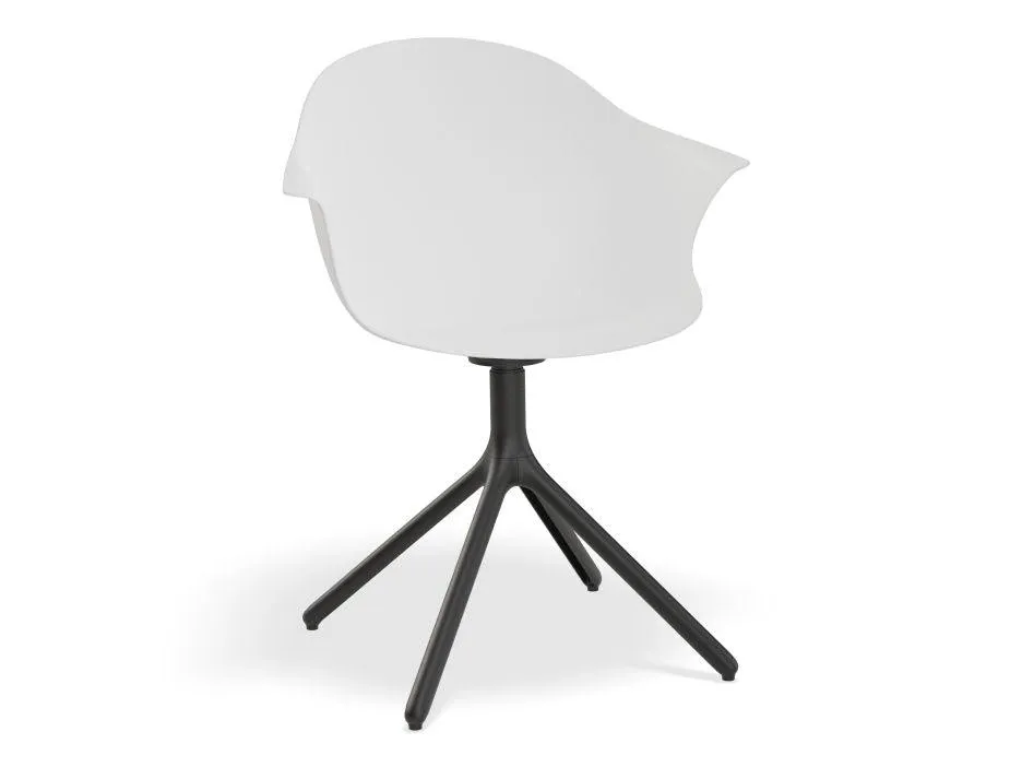 Pebble Armchair White with Shell Seat - Swivel Base