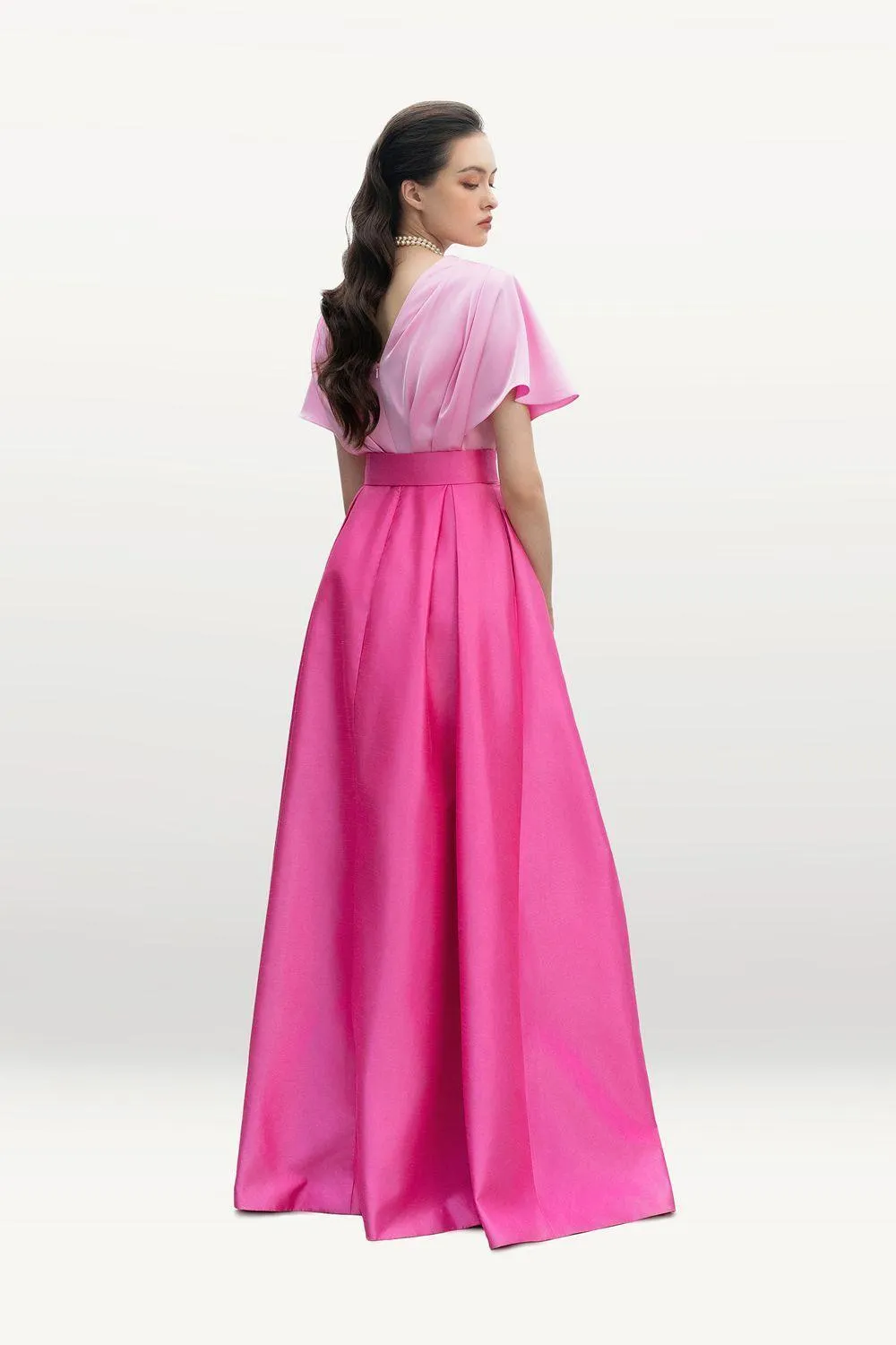 Perrine A-line V-Neck Silk Taffeta Floor Length Dress