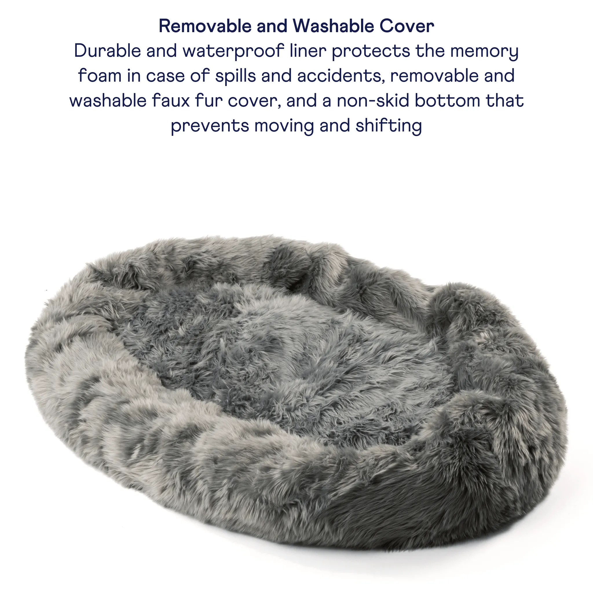 PupCloud™ Human-Size Faux Fur Memory Foam Dog Bed - Charcoal Grey