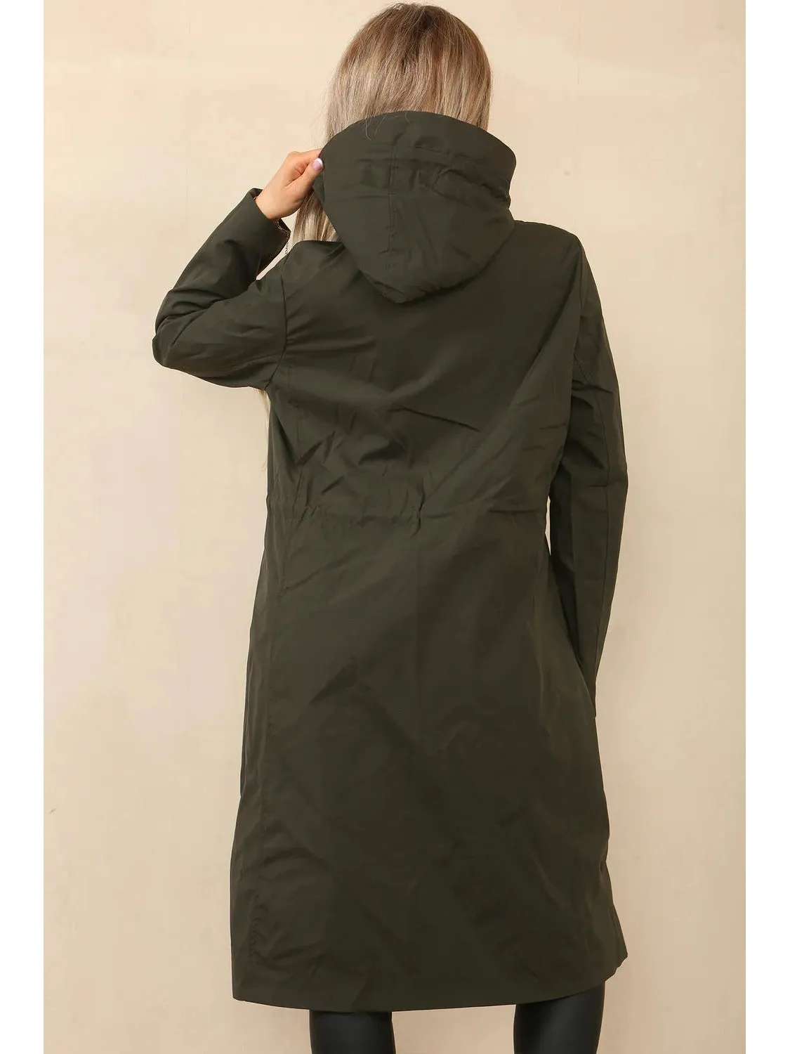 Reversable Long Length Lightweight Hooded Raincoat