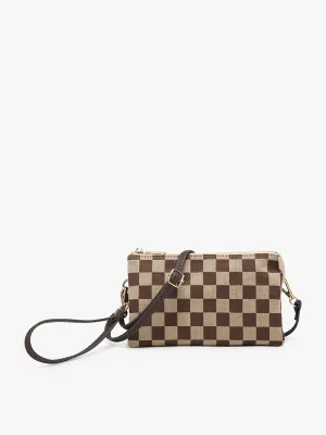 Riley Checkered 3 Compartment Crossbody/Wristlet