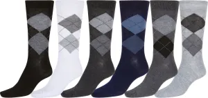 Sakkas Men's Argyle Poly Blend Crew Dress Socks Assorted 6-Pack