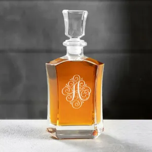 Single Initial Ornate Decanter