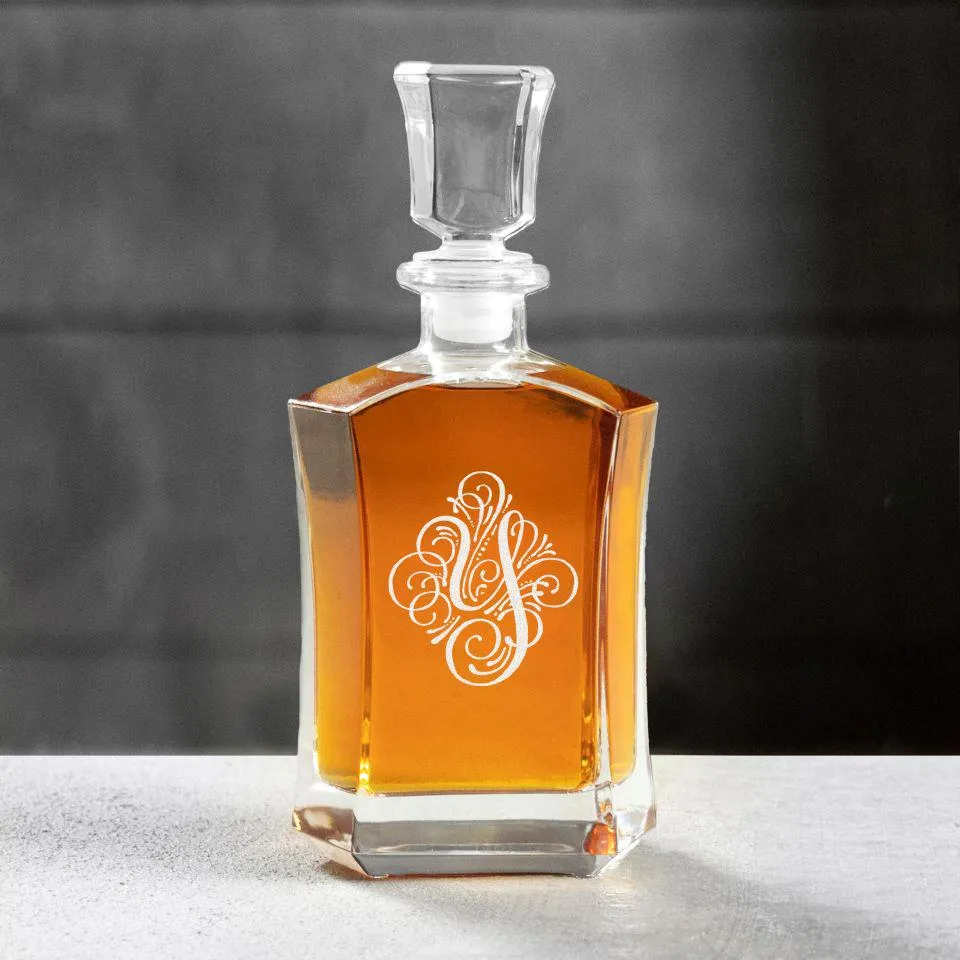 Single Initial Ornate Decanter