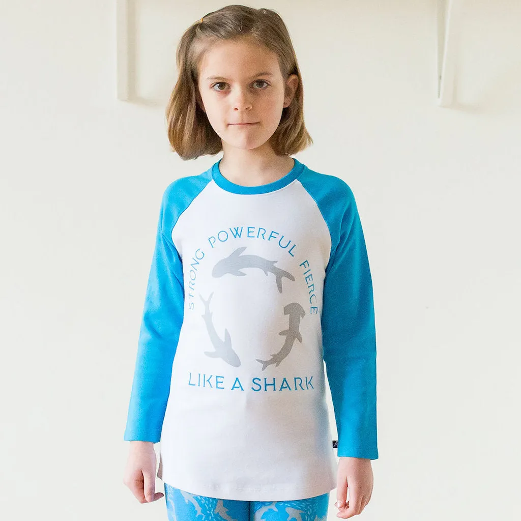 “Strong, Powerful, Fierce” Sharks Raglan Shirt