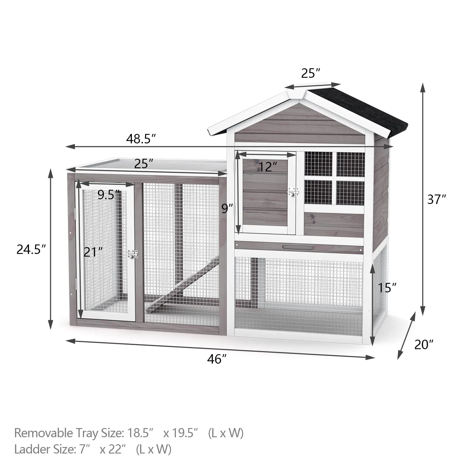 Tangkula Wood Rabbit Hutch, Outdoor Indoor Bunny Cage with Run, Removable Tray, Ramp, Ventilate Door