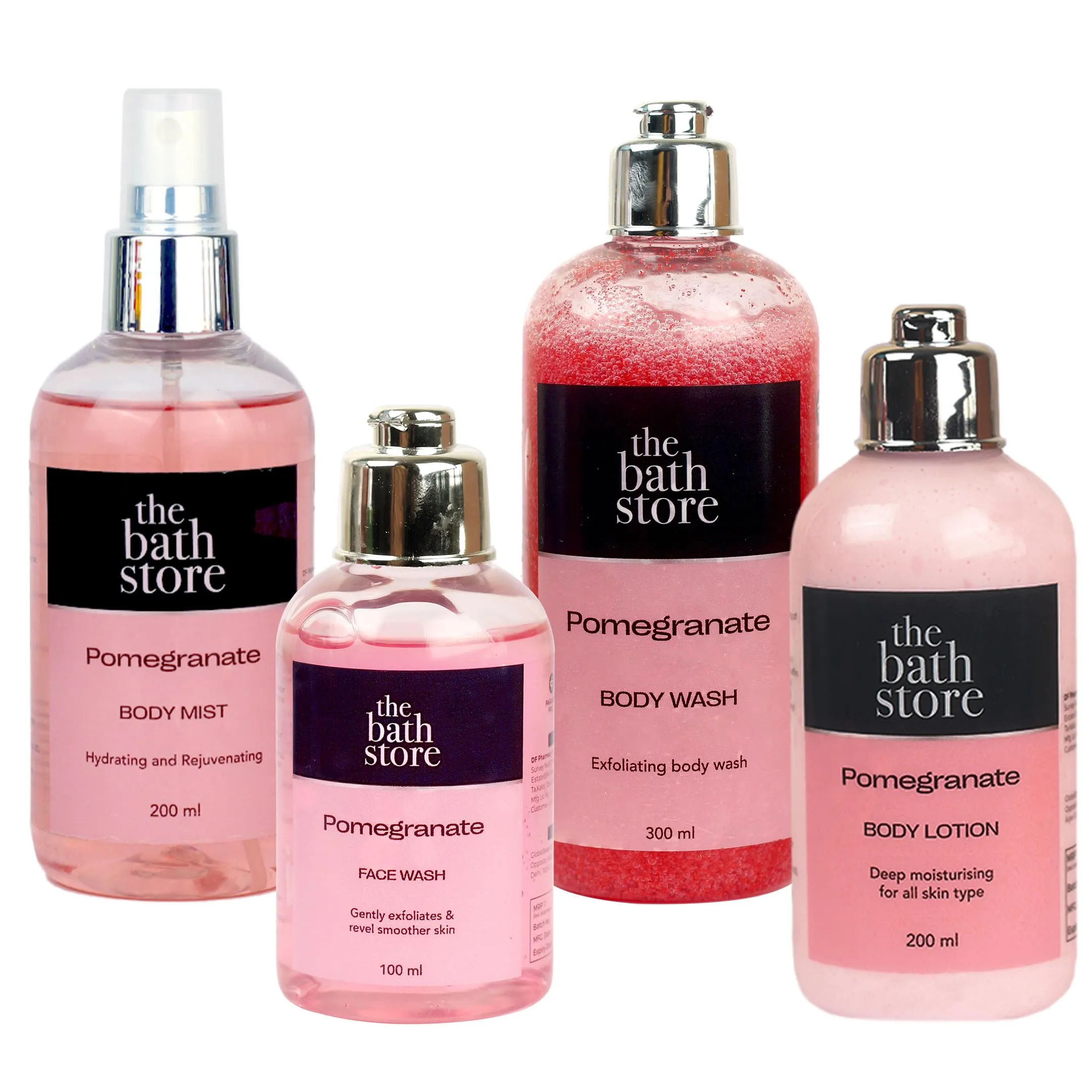 The Bath Store Pomegranate Face Wash,Body Lotion, Body Wash & Mist Combo | Prevents Body Acne Exfoliates Skin | All Skin Types | Shower Gel | Unisex | Keeps Skin Fresh & Clean | For Men & Women