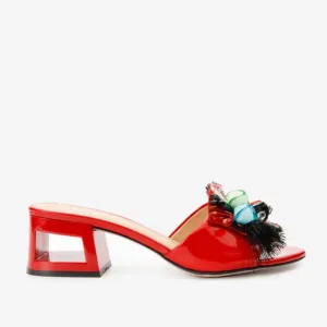 The Vigo Red Leather Block Heel Women Sandal