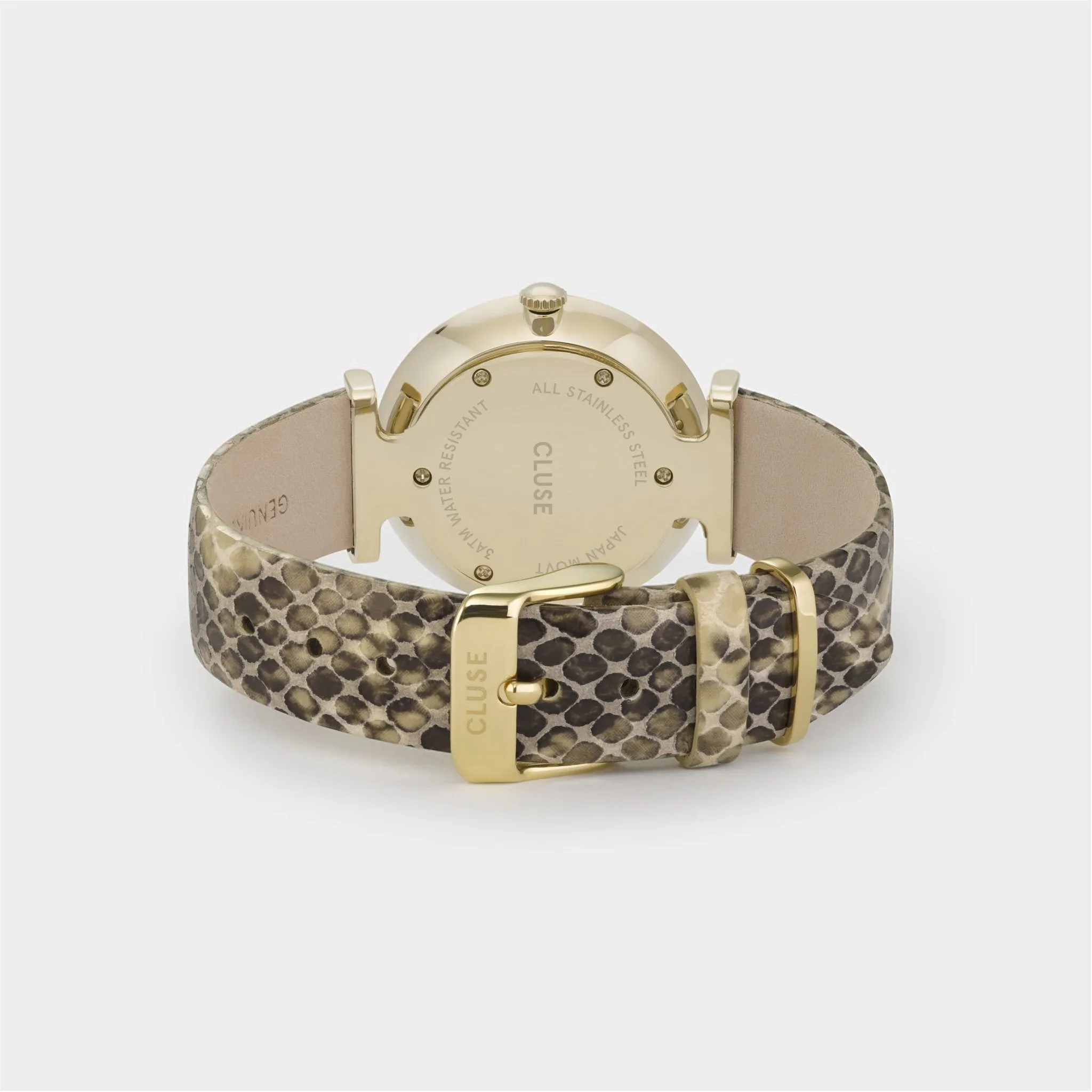 Triomphe Leather Almond Python, Gold Colour