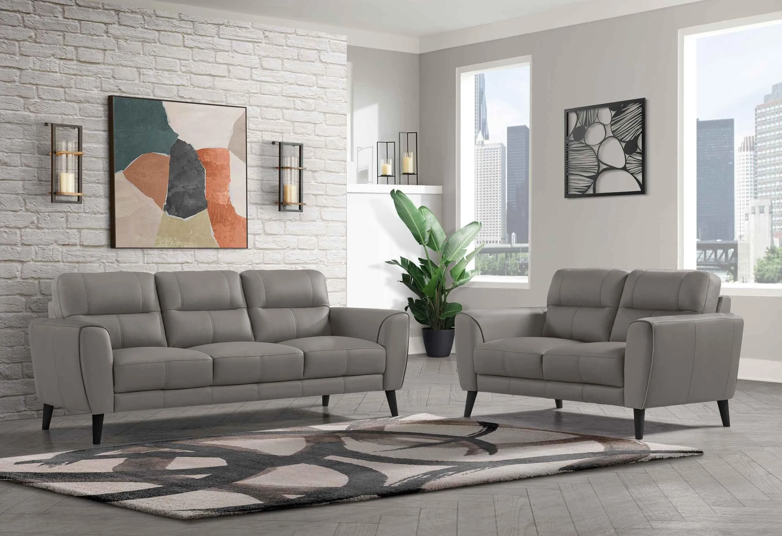 U6007 LIGHT GREY SOFA/LOVESEAT