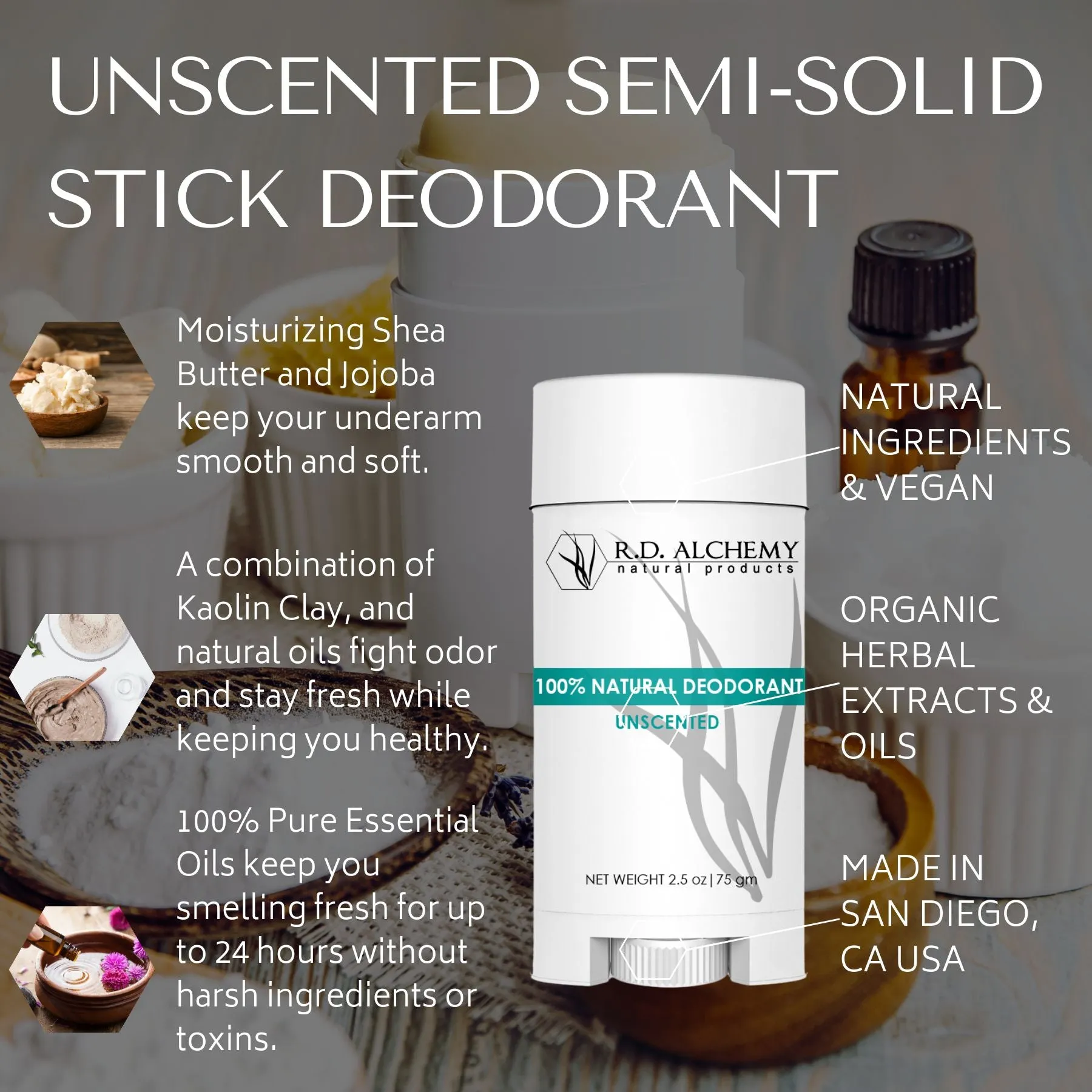 Unscented Semi-Solid Stick Deodorant