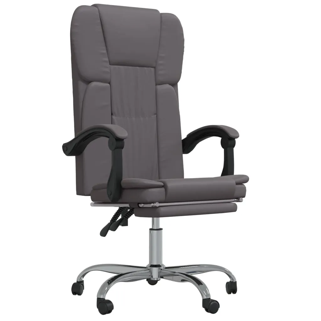 vidaXL Reclining Office Chair Grey Faux Leather - Elegant and Comfortable for Home and Office