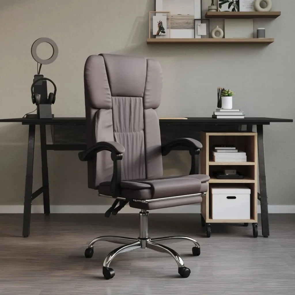 vidaXL Reclining Office Chair Grey Faux Leather - Elegant and Comfortable for Home and Office