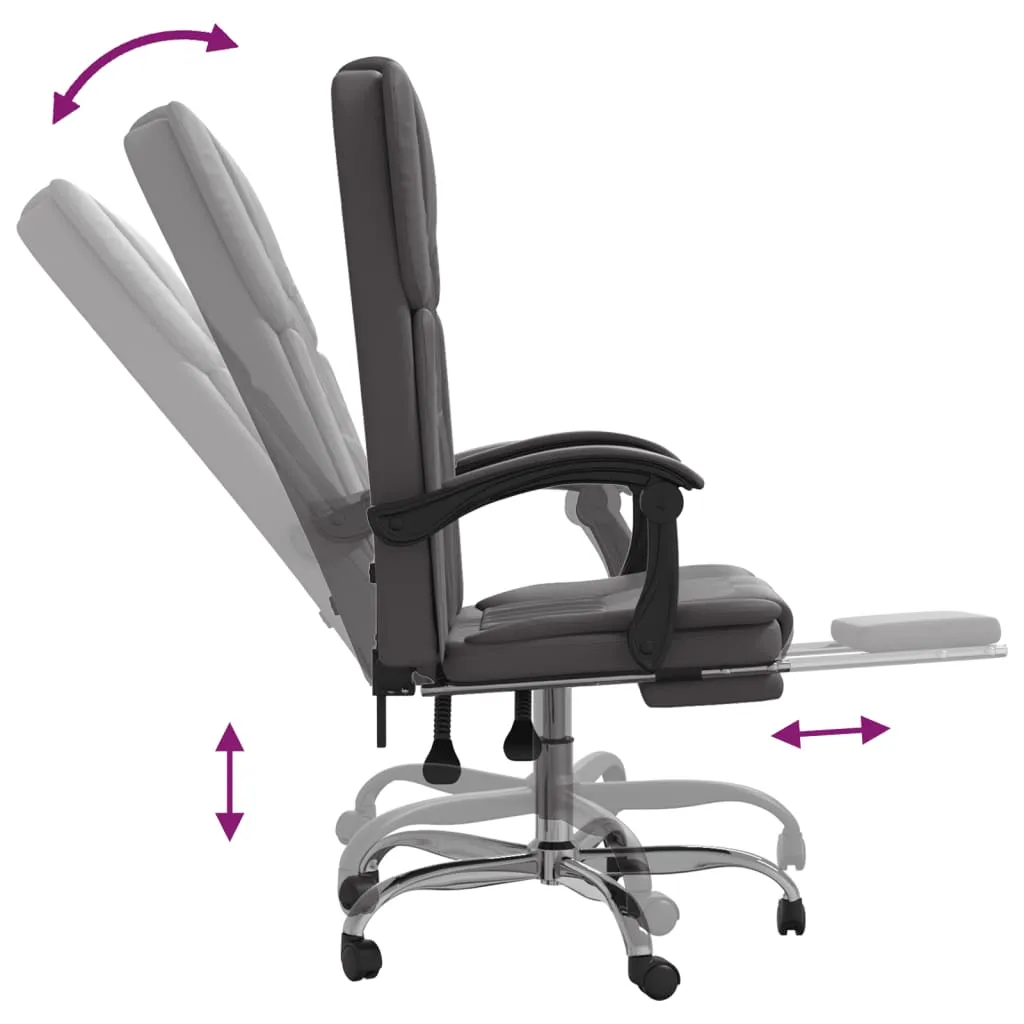 vidaXL Reclining Office Chair Grey Faux Leather - Elegant and Comfortable for Home and Office