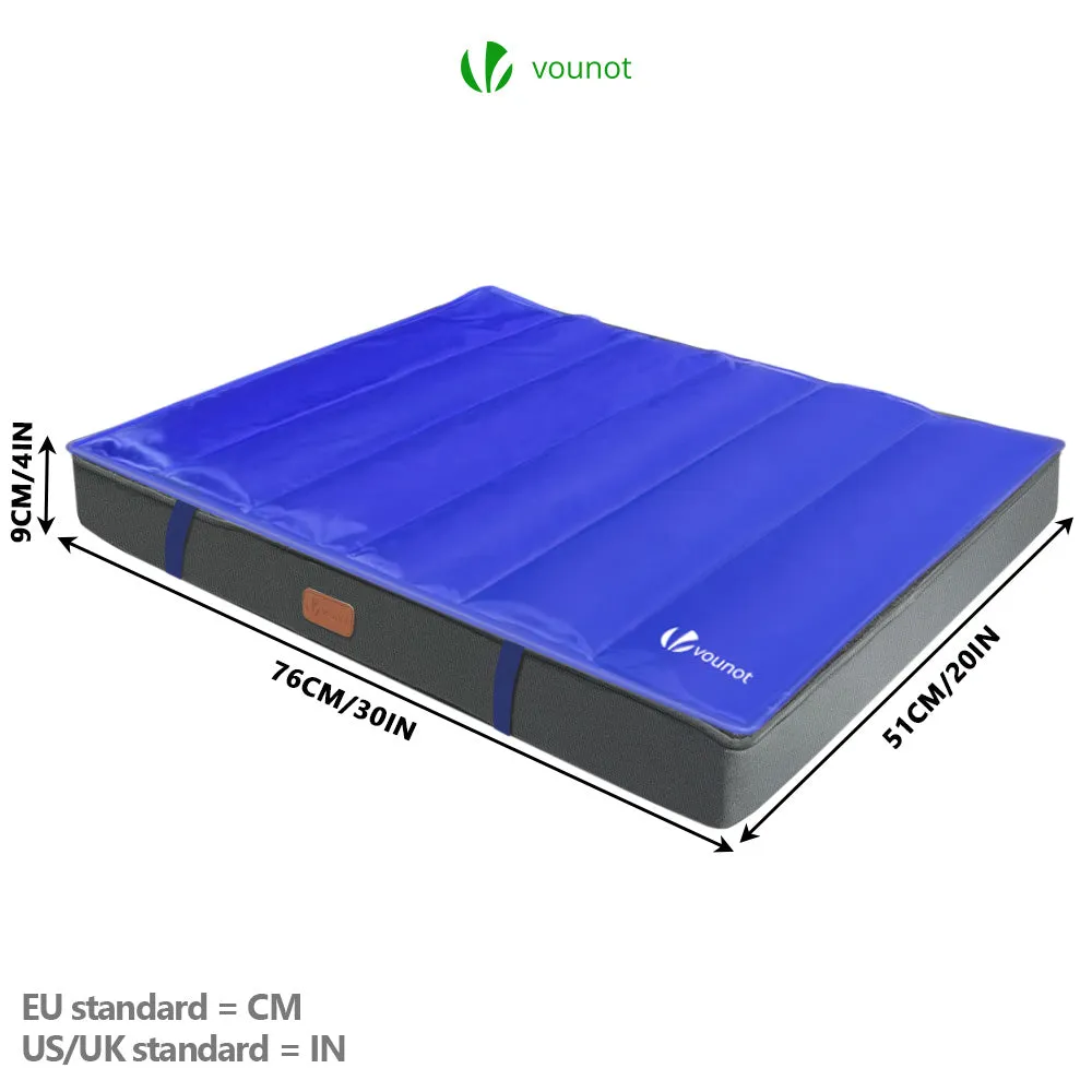 VOUNOT Dog Bed with Cooling Mat, Wahsable Pet Mattress Crate Cushion, Grey 76x51x9cm