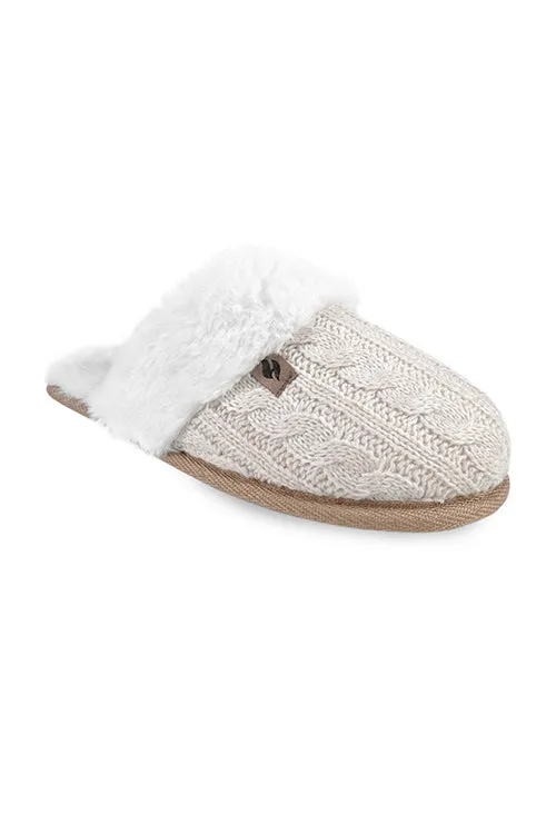 Women's Aria Cable Knit Faux Fur lined Scuff Slippers