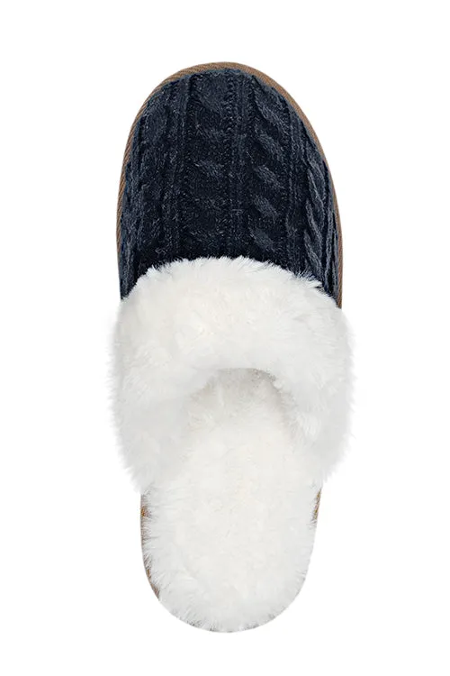 Women's Aria Cable Knit Faux Fur lined Scuff Slippers