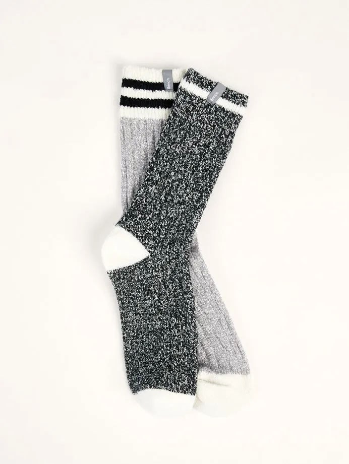 Women's Cable Warm Crew Socks (2 Pairs) - Grey