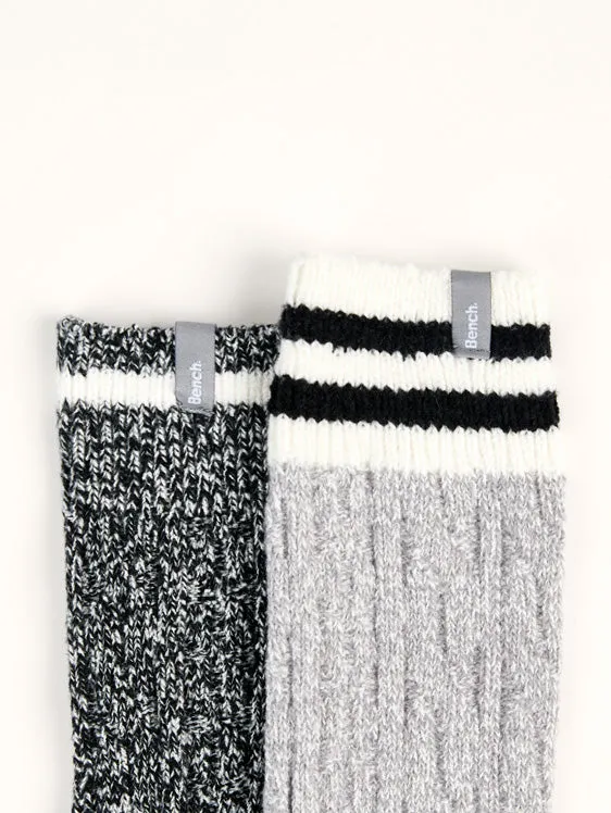 Women's Cable Warm Crew Socks (2 Pairs) - Grey