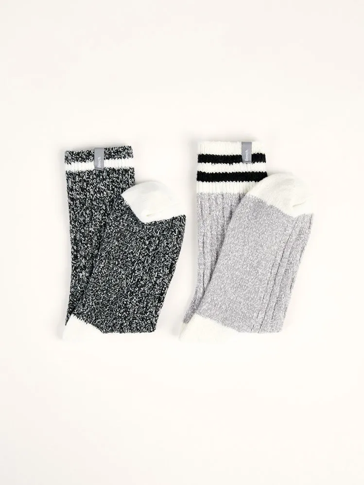 Women's Cable Warm Crew Socks (2 Pairs) - Grey