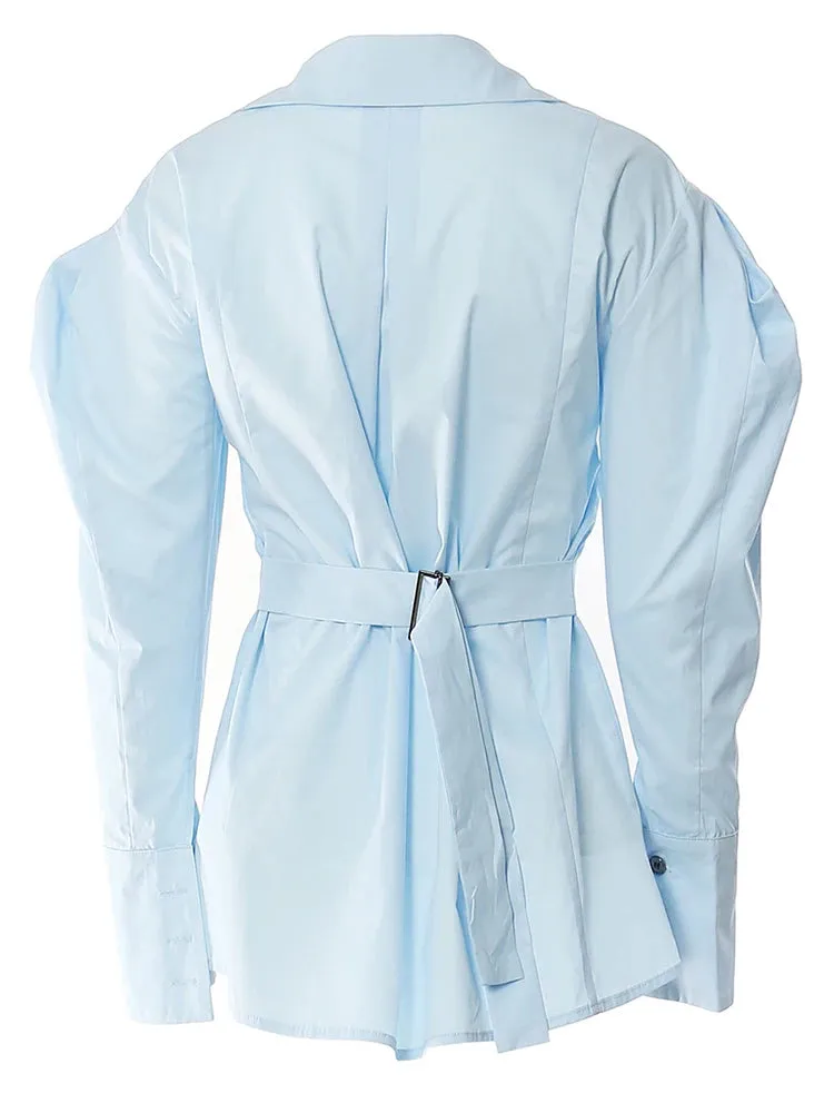 Women's Elegant Chic Blue Square Neck Blouse