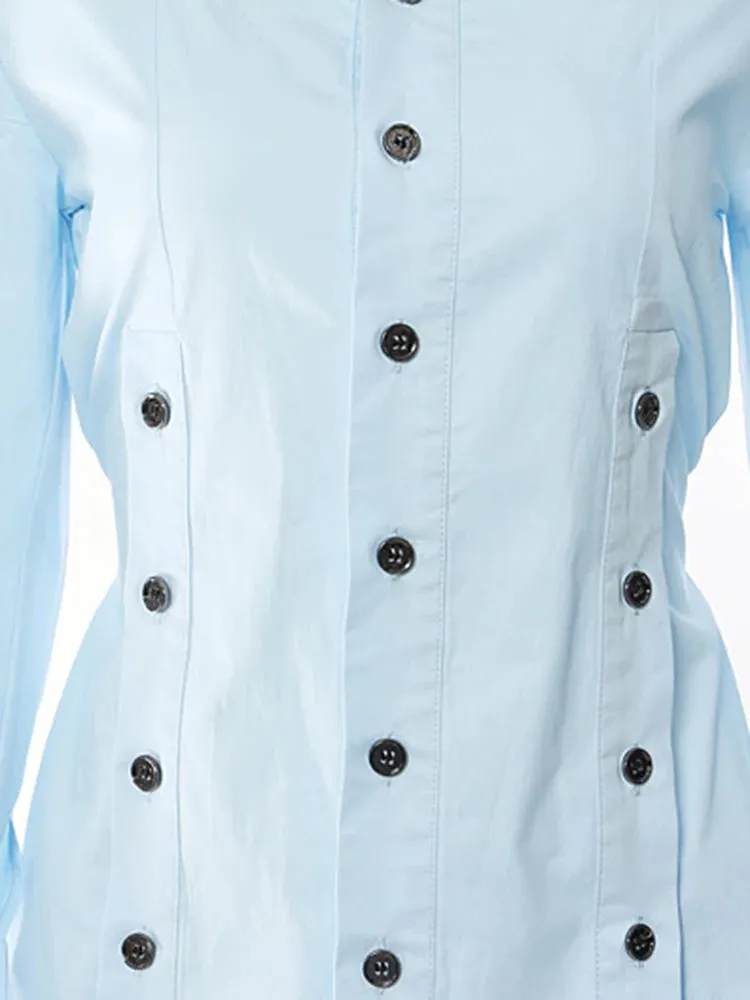 Women's Elegant Chic Blue Square Neck Blouse